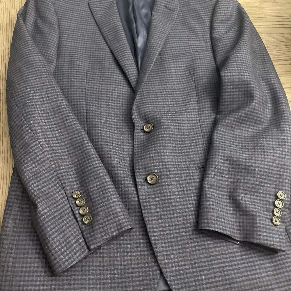 Ralph Lauren Dillards Mens Blazer Custom Fit Jacket Size 40 S Blue Plaid Coat